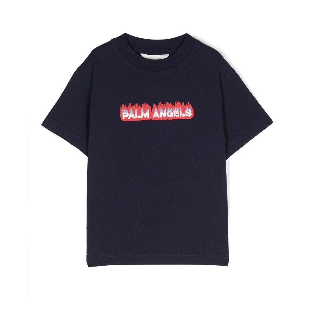 Palm Angels Kids logo-flocked cotton T-shirt